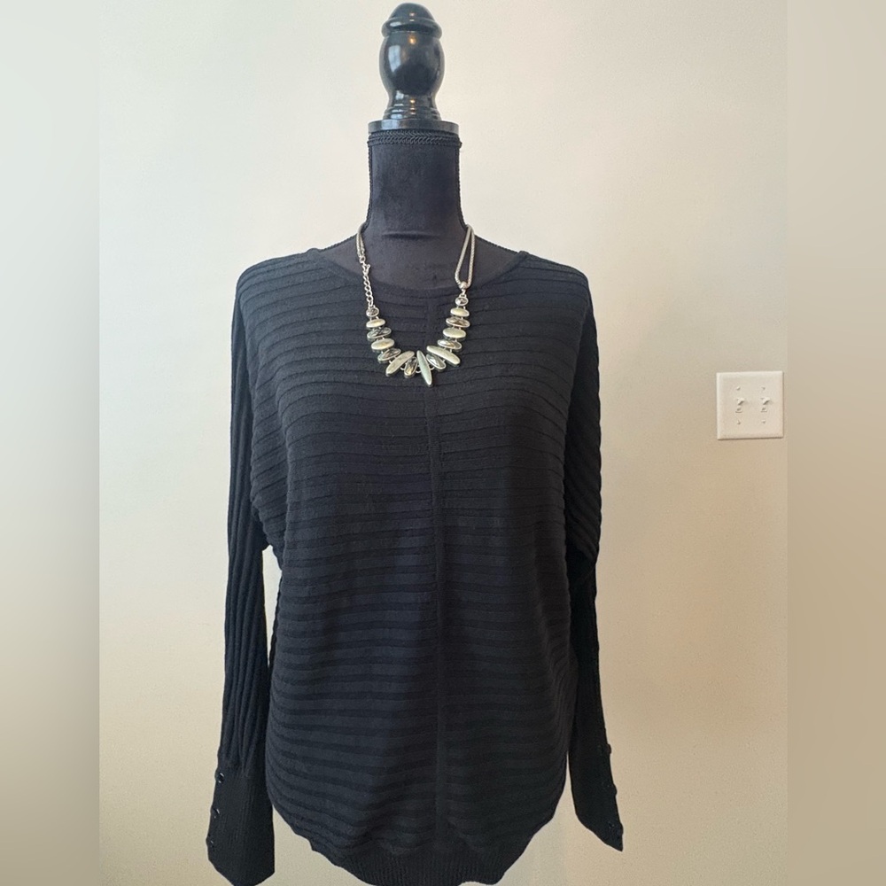IMAN Black Ribbed Women's Blouse